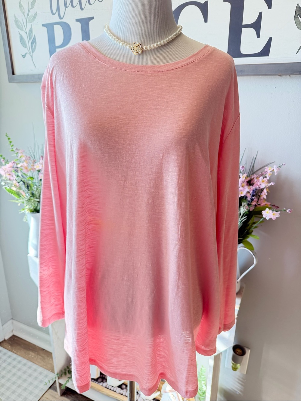 crown & ivy Soft Pink Long-Sleeve Tee